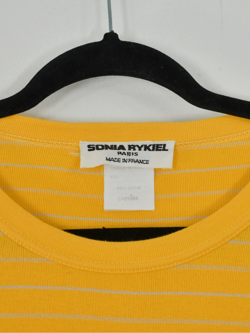 Vintage 80s Sonia Rykiel Paris Striped Knit Sweater Dress Yellow Tunic Archival - Picture 7 of 8